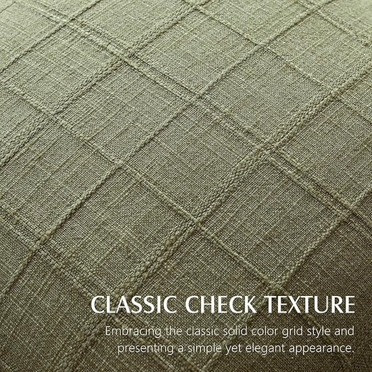 Foindtower Set of 2 Decorative Linen Check Throw Pillow Covers Neutral Farmhouse Vintage Cushion Covers Modern Boho Home Decor for Sofa Chair Couch Bedroom Living Room,16×16 Inch,Sage Green