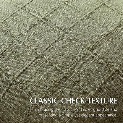 Foindtower Set of 2 Decorative Linen Check Throw Pillow Covers Neutral Farmhouse Vintage Cushion Covers Modern Boho Home Decor for Sofa Chair Couch Bedroom Living Room,24×24 Inch,Sage Green
