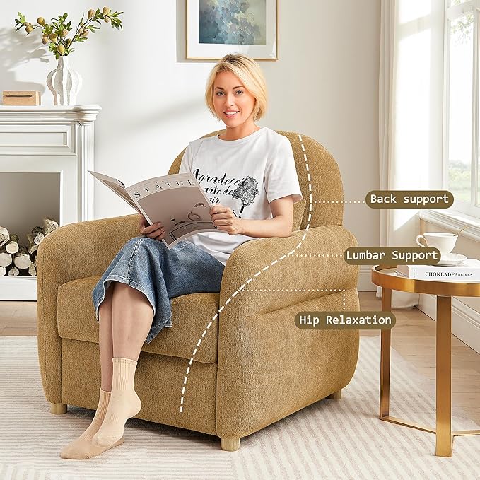 33.5" Accent Chair with Seat Storage Modern Reading Chair Accent Chairs for Living Room Armchair Bedroom,Apartment (Ginger Yellow, 33.5")