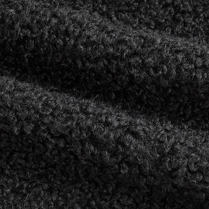 Pack of 2 Curly Teddy Wool Faux Fur Throw Pillow Covers Fuzzy Accent Soft Sherpa Pillowcases Sheepskin Fleece Decorative Cushion Case for Sofa Couch Living Room 24x24 Inch Black