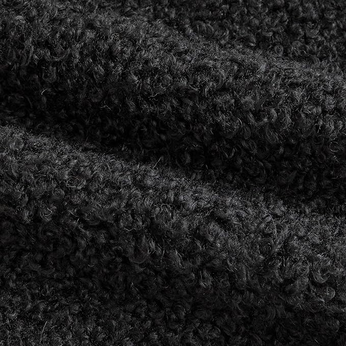 Pack of 2 Curly Teddy Wool Faux Fur Throw Pillow Covers Fuzzy Accent Soft Sherpa Pillowcases Sheepskin Fleece Decorative Cushion Case for Sofa Couch Living Room 20x20 Inch Black