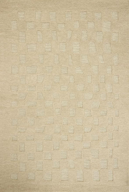 Loloi Leanne Ford Craven Collection CVN-04 Oatmeal/Dove 9'-3" x 13' Area Rug Checkered, Patterned, Neutral, Living Room, Bedroom, Dining Room