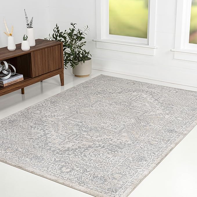 JONATHAN Y Vintage Medallion Indoor Area Rug Cream 4X6, Modern Boho for Living Room, Bedroom, Kitchen, Office, Easy-Cleaning, High Traffic, Pet-Friendly, Non-Shedding MDP100C-4