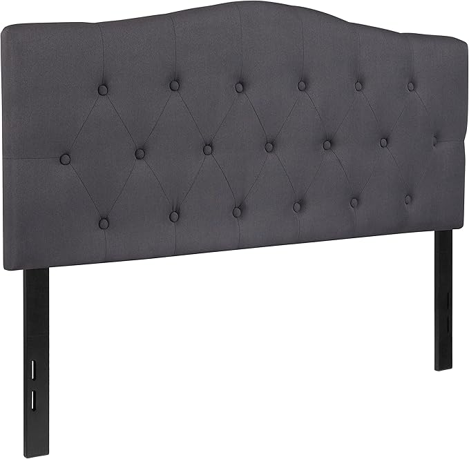 BizChair Tufted Upholstered Full Size Headboard in Dark Gray Fabric