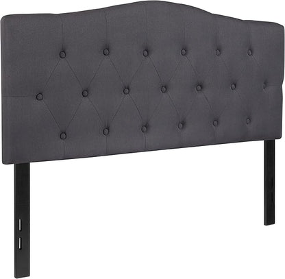 EMMA + OLIVER Tufted Upholstered Full Size Headboard in Dark Gray Fabric