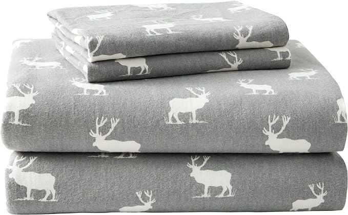 Eddie Bauer - Twin Sheets, Cotton Flannel Bedding Set, Brushed For Extra Softness, Cozy Home Decor (Elk Grove, Twin)