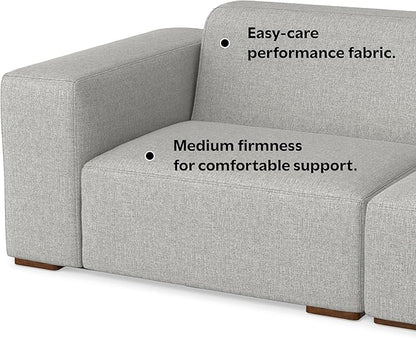 SIMPLIHOME Rex Right-Facing Modular Sectional Sofa in 100% Recycled Polyester Tightly Woven Performance Fabric, Pale Grey, 102-inches Wide, 4-Seater L-Shaped Couch with Right Chaise for Living Room