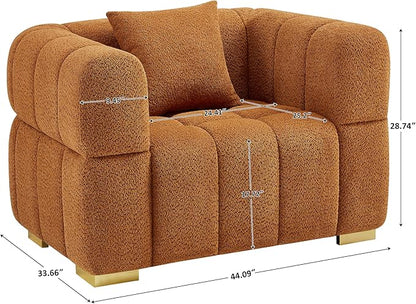 VANOMi 44.09”Oversized Accent Chair, Boucle Arm Chair with Deep Seat, Comfy Reading Chair for Living Room, Bedroom, Office, Apartment, Curry (1 Piece)
