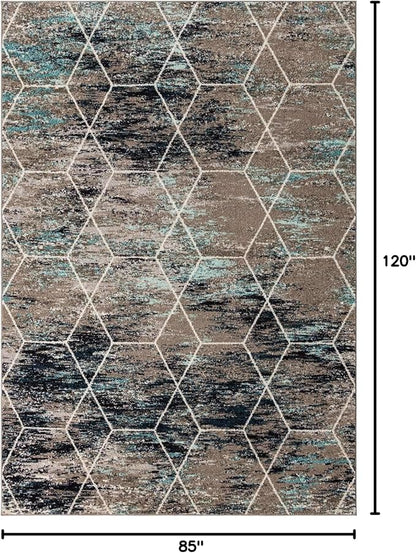 Unique Loom Trellis Frieze Collection Area Rug - Geometric (7' x 10', Blue Multi/ Ivory)