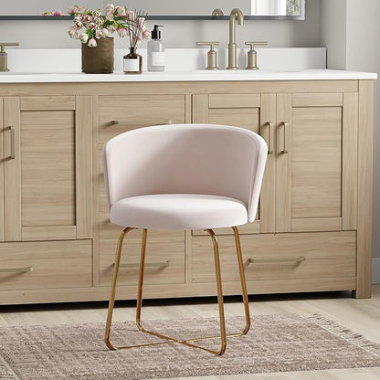 Hillsdale Marisol Metal Vanity Stool for Makeup Room or Bathroom, Gold