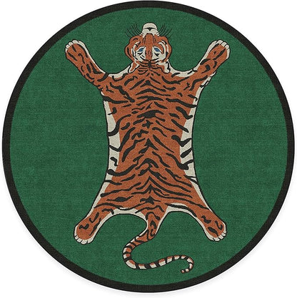 RUGGABLE x Jonathan Adler Machine Washable Modern Area Rug – Tiger Emerald 6 ft Round, Stain-Resistant, Non-Slip – Medium Rugs for Living Room, Bedroom, Hallway, Entryway & Office–with Standard Pad