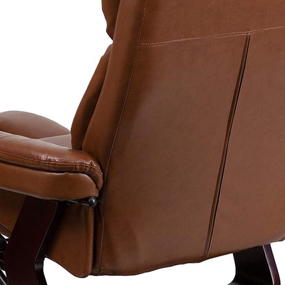 Flash Furniture Allie LeatherSoft Upholstered Recliner with Footrest, Arms, and Headrest, Padded Swivel Recliner Chair and Ottoman Set, Brown Vintage