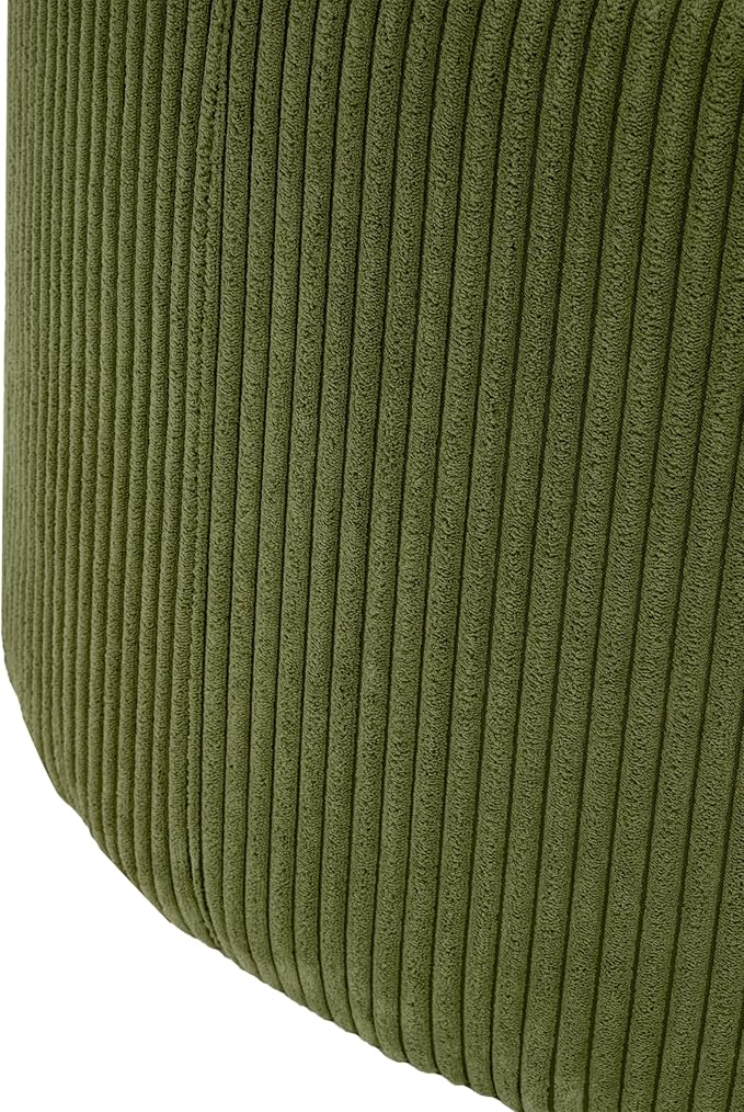 Christopher Knight Home GAVI Corduroy Ottoman Foot Stool, 30" Pouf Footstool Ottoman Seat, Upholstered Foot Chair, Round Footrest, Modern Side Table for Living Room Bedroom Home Decor, Olive Green