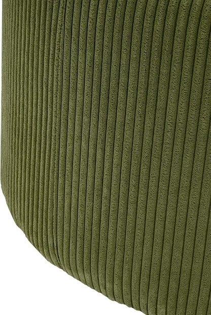Christopher Knight Home GAVI Corduroy Ottoman Foot Stool, 30" Pouf Footstool Ottoman Seat, Upholstered Foot Chair, Round Footrest, Modern Side Table for Living Room Bedroom Home Decor, Olive Green