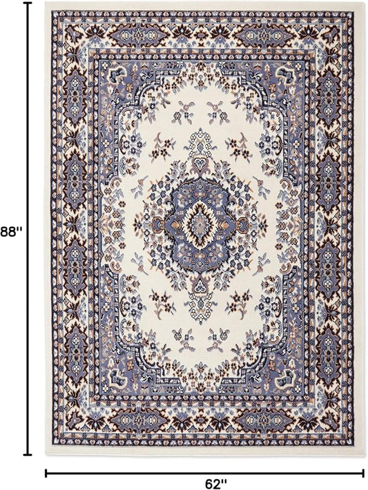 Home Dynamix Premium Sakarya Traditional Medallion Border Area Rug, Porcelain, 5'2"x7'4" Rectangle