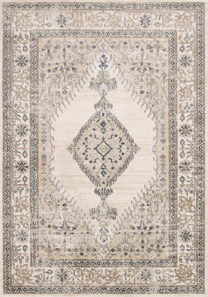 Loloi Teagan Collection TEA-02 Oatmeal/Ivory 6'-7" x 9'-2" Area Rug, Large, Soft Neutral Rug, High-Traffic for Living Room, Bedroom, Home Office, Dining Area