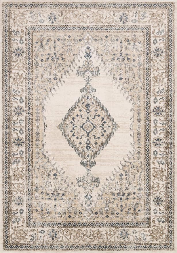 Loloi Teagan Collection TEA-02 Oatmeal/Ivory 11'-6" x 15' Area Rug, Large, Soft Neutral Rug, High-Traffic for Living Room, Bedroom, Home Office, Dining Area