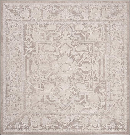 SAFAVIEH Reflection Collection Area Rug - 6'7" Square, Beige & Cream, Non-Shedding & Easy Cleaning, Ideal for Living Room, Bedroom (RFT665A)