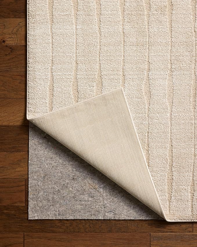Loloi Chris Loves Julia Calvin Collection CLV-02 Ivory/Oatmeal 3'-6" x 5'-6" Accent Rug Checkered Neutral Soft Living Room Bedroom Carpet