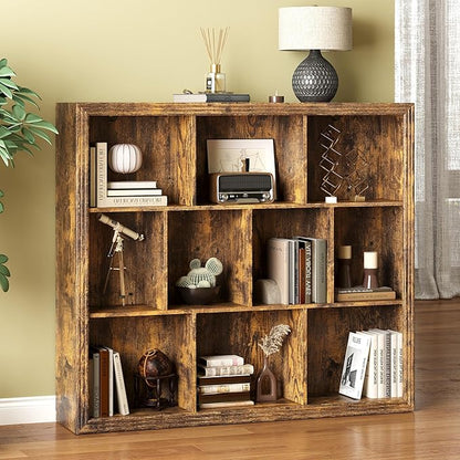 Book Shelf with 10-Cube, 43” Wide Bookshelf with Anti-Tip Device, 38” Tall Open Bookcase, Modern Display Organizer Book Case for Home Office, Entryway, Living Room, Bedroom, Study Room