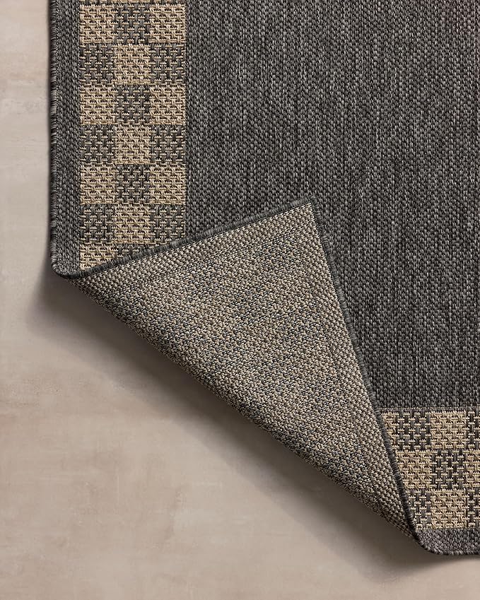 Loloi Chris Loves Julia Providence Collection PRC-01 Charcoal/Natural 2'-3" x 7'-7", .12" Pile Height, Indoor/Outdoor Runner Rug