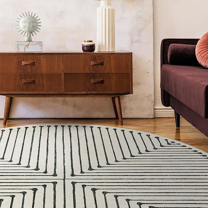 RUGGABLE x Jonathan Adler Machine Washable Area Rug – Inkdrop Black & Ivory 8 ft Round, Stain-Resistant, Non-Slip – Large Rugs for Living Room, Bedroom, Hallway, Entryway & Office–with Standard Pad
