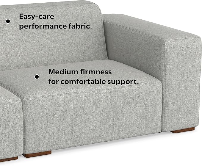 SIMPLIHOME Rex Left-Facing Modular Sectional Sofa in 100% Recycled Polyester Tightly Woven Performance Fabric, Pale Grey, 102-inches Wide, 4-Seater L-Shaped Couch with Left Chaise for Living Room