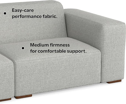 SIMPLIHOME Rex Left-Facing Modular Sectional Sofa in 100% Recycled Polyester Tightly Woven Performance Fabric, Pale Grey, 102-inches Wide, 4-Seater L-Shaped Couch with Left Chaise for Living Room