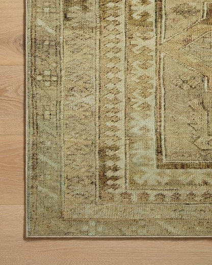 Loloi Magnolia Home by Joanna Gaines Sinclair Collection SIN-02 Khaki/Tobacco 2'-3" x 11'-6", .25" Pile Height, Machine Washable, Runner Rug