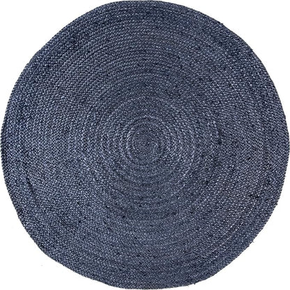 nuLOOM 4 Round Rigo Jute Hand Woven Area Rug, Navy, Solid Farmhouse Design, Natural Fiber, For Bedroom, Living Room, Dining Room, Hallway, Office, Kitchen, Entryway