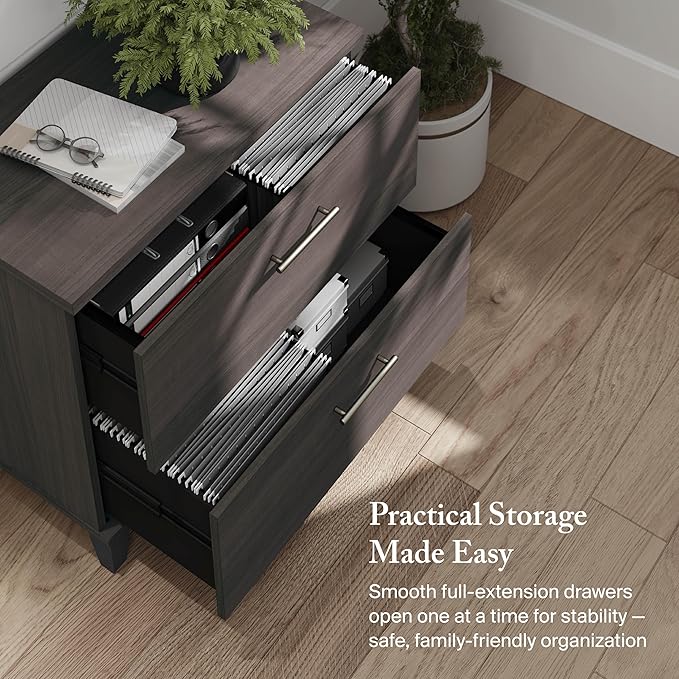Bush Furniture 2 Drawer Lateral File Cabinet, Letter and Legal-Size Document Storage for Home or Professional Office, Somerset Collection, Storm Gray