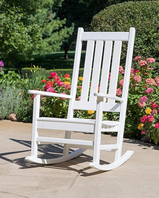 POLYWOOD Vineyard Porch Rocking Chair, HDPE Outdoor Rocker, Patio Furniture, Black, Made in USA