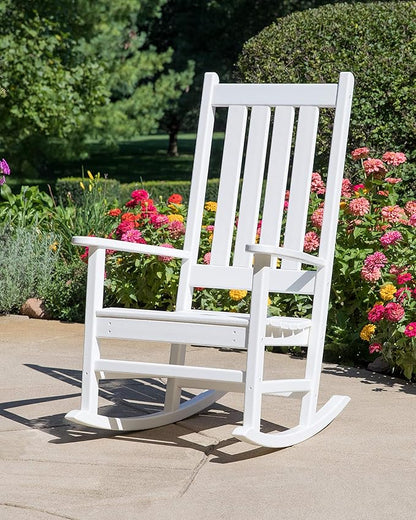 POLYWOOD Vineyard Porch Rocking Chair, HDPE Outdoor Rocker, Patio Furniture, Made in USA, Teak