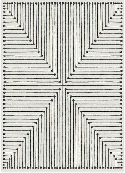 RUGGABLE x Jonathan Adler Machine Washable Modern Area Rug – Inkdrop Black & Ivory 5x7, Stain-Resistant, Non-Slip – Medium Rugs for Living Room, Bedroom, Hallway, Entryway & Office–with Standard Pad