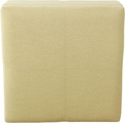 HomePop Woven Square Storage Ottoman with Wood Legs, Tan