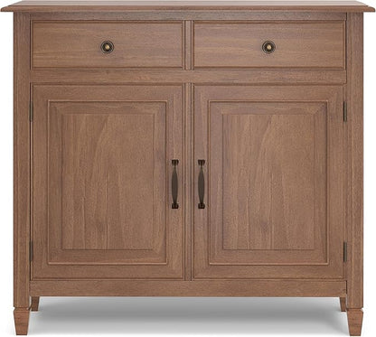 SIMPLIHOME Connaught 40-inch Wide Solid Wood Storage Cabinet in Medium Saddle Brown for Entryway, Living Room, Organizer for Hats, Gloves, Shoes, Keys, Slim Design, Traditional Style