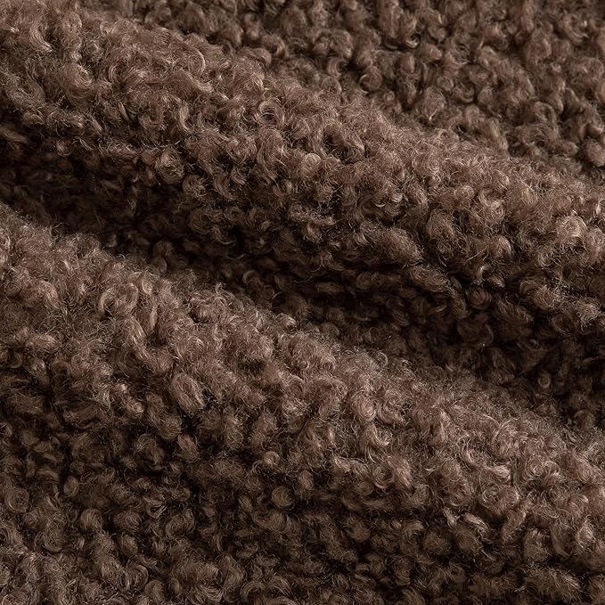 Pack of 2 Curly Teddy Wool Faux Fur Throw Pillow Covers Fuzzy Accent Soft Sherpa Pillowcases Sheepskin Fleece Decorative Cushion Case for Sofa Couch Living Room 22x22 Inch Chocolate