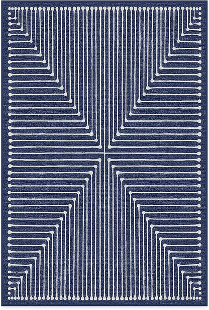 RUGGABLE x Jonathan Adler Machine Washable Modern Area Rug – Inkdrop Lapis Blue 4x6, Stain-Resistant, Non-Slip – Medium Rugs for Living Room, Bedroom, Hallway, Entryway & Office–with Standard Pad