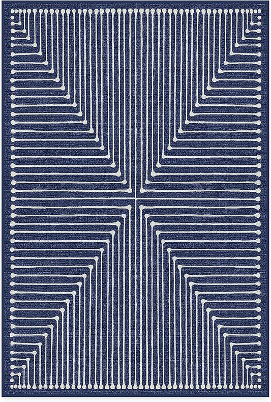 RUGGABLE x Jonathan Adler Machine Washable Modern Area Rug – Inkdrop Lapis Blue 4x6, Stain-Resistant, Non-Slip – Medium Rugs for Living Room, Bedroom, Hallway, Entryway & Office–with Standard Pad