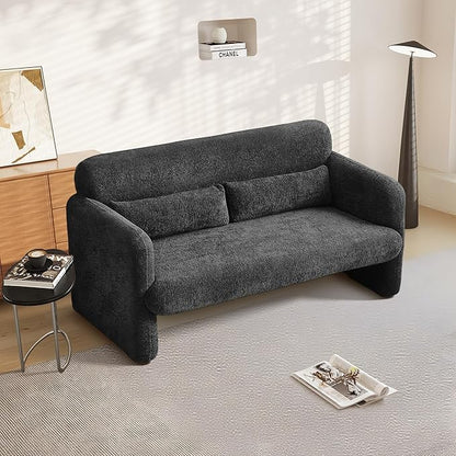 59" W Upgrade Lambswool Fabric Loveseat Sofa, Modern Love seat Couch, Solid and Easy to Install, Upholstered 2-Seater Couch for Bedroom, Apartment, Living Room