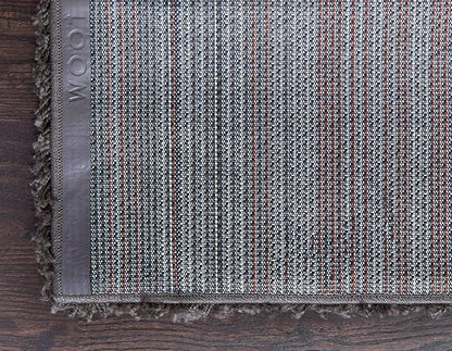Unique Loom Solid Shag Collection Area Rug (7' 1" x 10' Rectangle, Graphite Gray)