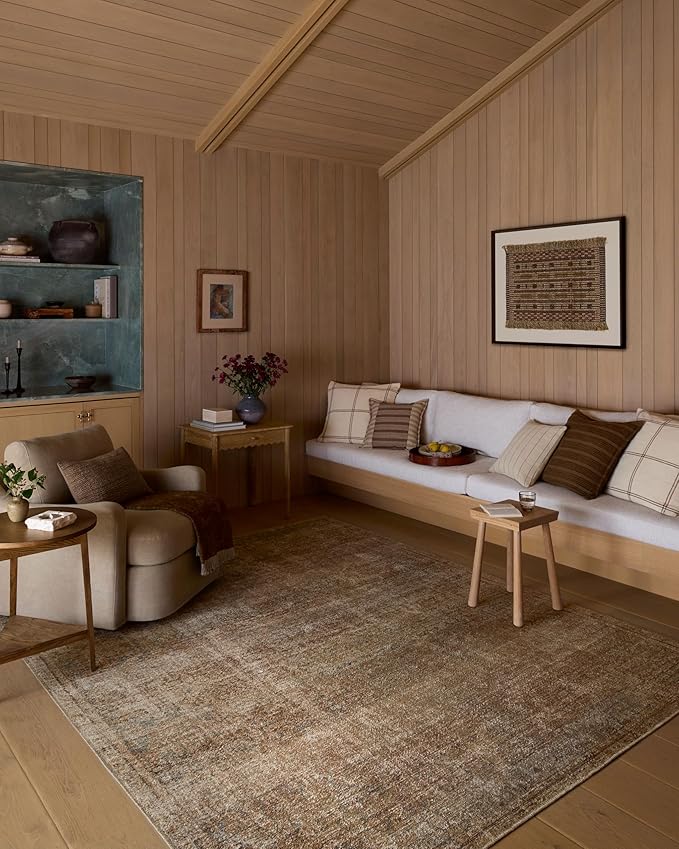Loloi Amber Lewis Cambria Collection CBR-08 Ocean/Brick 10'-0" x 14'-0" Area Rug Jute, Neutral, Vintage Style, Antique Tone, Living, Bedroom, Dining, Carpet