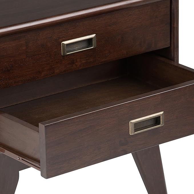 SIMPLIHOME Draper SOLID HARDWOOD 22 inch Wide Rectangle Mid Century Modern End Side Table in Medium Auburn Brown for the Living Room and Bedroom
