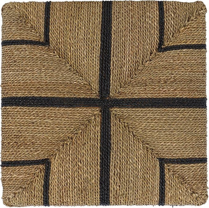 SAFAVIEH Couture Collection - Liatasha Natural & Black Woven Seagrass Square Ottoman, Fully Assembled (CWK2023A)