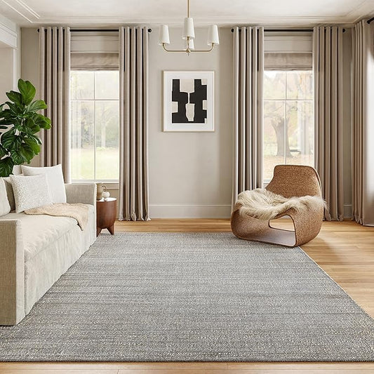 nuLOOM 11'6" x 14'6" Elfriede Jute & Cotton Hand Woven Area Rug, Elfriede Grey, Solid Rustic Farmhouse Style, Weaved Design, Natural Fiber, for Bedroom, Living Room, Hallway, Office, Entryway