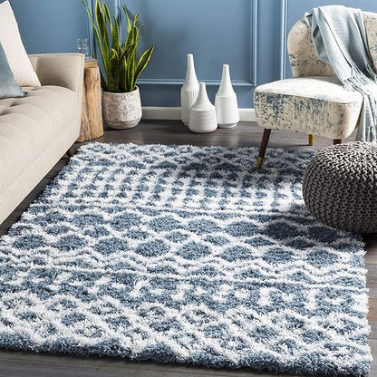 Livabliss Hapsburg Moroccan Shag Area Rug, 2' x 2'11", Denim