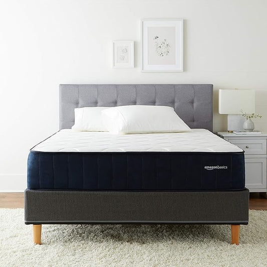 Amazon Basics Gel-Infused Memory Foam Mattress, 12-Inch Hybrid, Cushion Firm, Cool Touch, CertiPUR-US® Certified Foam, King, White / Gray
