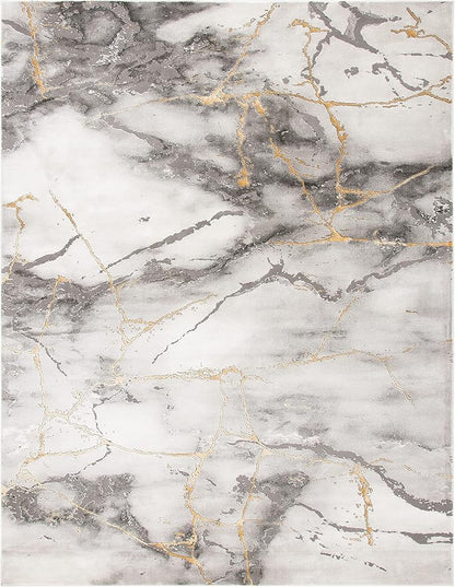 SAFAVIEH Craft Collection Area Rug - 9' x 12', Grey & Gold, Modern Abstract Design, Non-Shedding & Easy Care, Ideal for High Traffic Areas in Living Room, Bedroom (CFT877F)