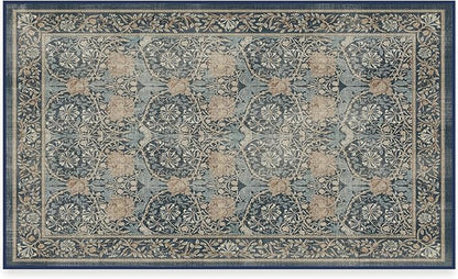 RUGGABLE x Morris & Co Washable Area Rug– Honeysuckle & Tulip Blue 3x5, Stain-Resistant, Non-Slip – Small Machine Washable Rugs for Living Room, Bedroom, Hallway, Entryway & Office–with Cushioned Pad