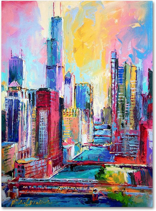 Canvas Wall Art - Richard Wallich 'Chicago 3' Wall Art for Living Room, Bedroom, or Office Décor by Trademark Fine Art